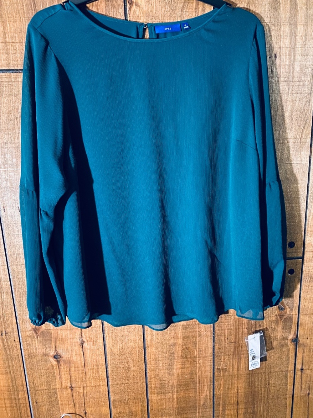 Apt. 9 Women's Dark Teal Long-Sleeve Blouse with same color shell    NWT